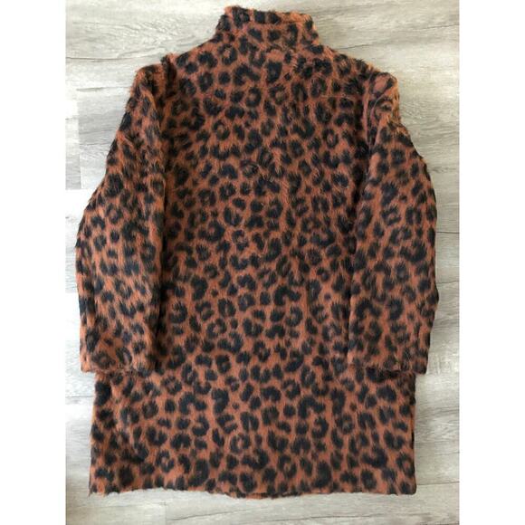 Marine Layer Stephanie Cocoon Coat Fuzzy Teddy Jacket Wool Blend Cheetah NWT XL - Picture 7 of 12
